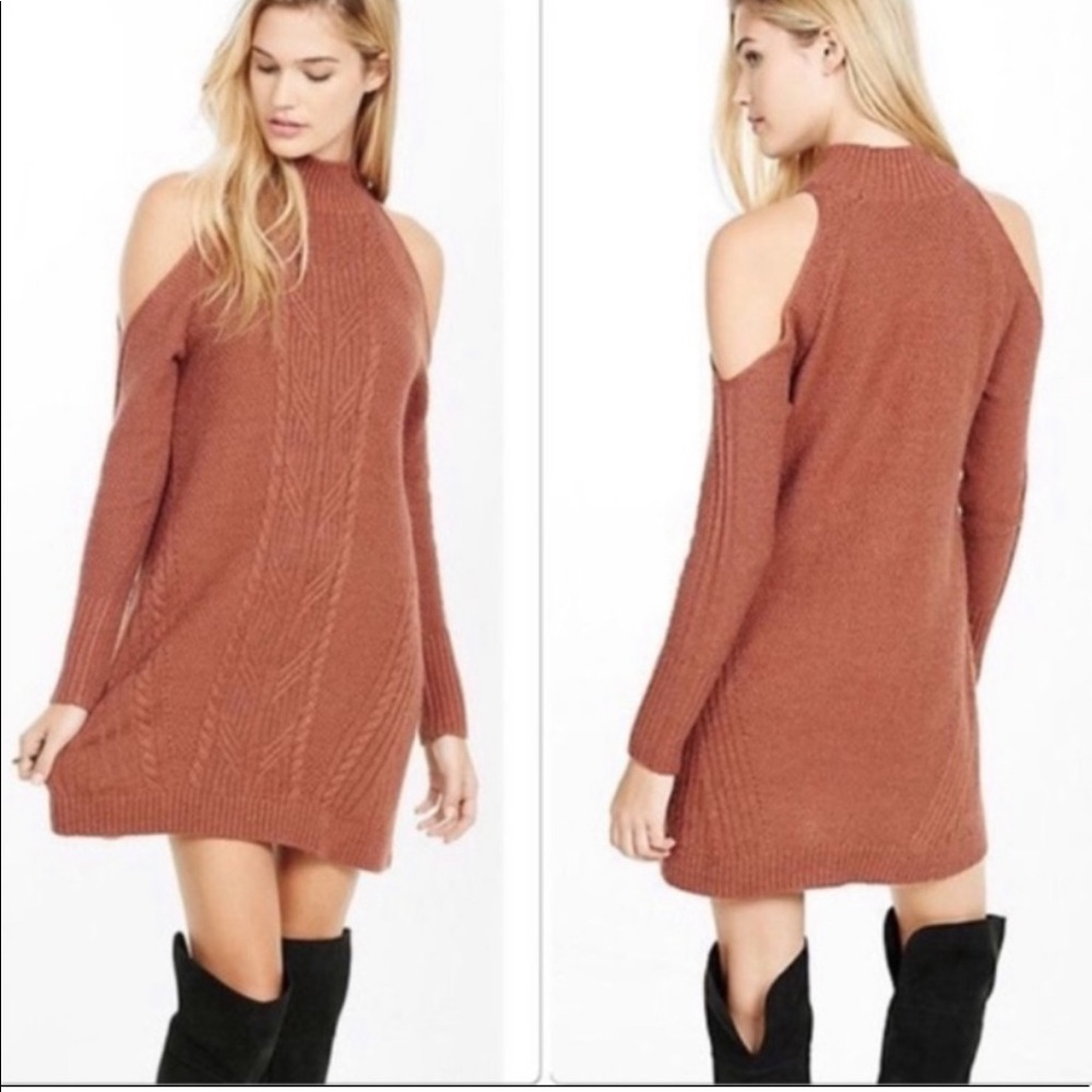 Express Cold Shoulder Sweater Dress - XS